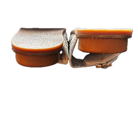 House of Harlow Beaded Flat Sandal Double Buckle White Shimmer Gold Sz 8 NEW - Picture 7 of 10